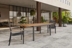 HARTMAN South Wales Ausziehtisch, Xerix/natur, Alu/FSC-Teak, 150/210x90cm, Mit Synchronauszug