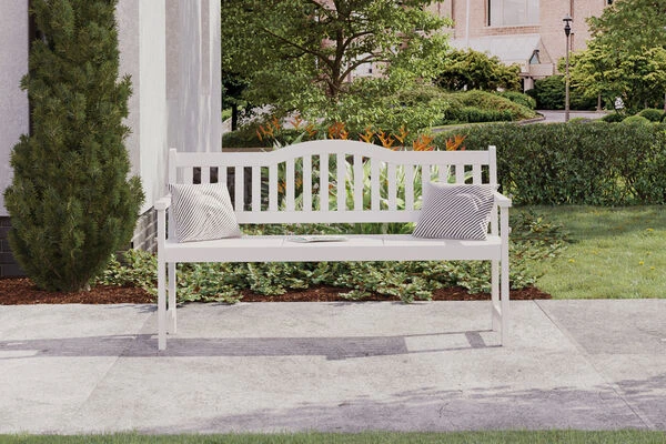 VILLANA Gartenbank, Weiß, Akazienholz, 152 X 59 X 86 Cm, 2-3 Personen, Klapptisch-Funktion 2 VILLANA Gartenbank, Weiß, Akazienholz, 152 X 59 X 86 Cm, 2-3 Personen, Klapptisch-Funktion – Bild 2