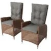 OUTFLEXX 2er Set Dining Sessel, Hellbraun, Polyrattan, 55 X 65 X 112 Cm, Rücken Stufenlos Verstellbar