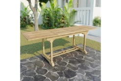 OUTFLEXX Ontario Ausziehtisch, Natur, Teakholz, 195/295x90cm, Fein Geschliffen