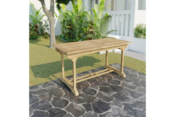 OUTFLEXX Ontario Ausziehtisch, Natur, Teakholz, 195/295x90cm, Fein Geschliffen 3 OUTFLEXX Ontario Ausziehtisch, Natur, Teakholz, 195/295x90cm, Fein Geschliffen – Bild 3