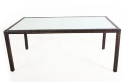 OUTFLEXX Esstisch, Braun-marmoriert, Polyrattan, 180x100cm, Weiße Innenliegendes Glasplatte