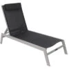 VILLANA Gartenliege, Silber/schwarz, Aluminium/Textil, 198 X 60 X 32 Cm, Verstellbar