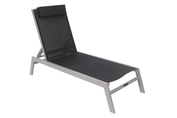 VILLANA Gartenliege, Silber/schwarz, Aluminium/Textil, 198 X 60 X 32 Cm, Verstellbar 1 VILLANA Gartenliege, Silber/schwarz, Aluminium/Textil, 198 X 60 X 32 Cm, Verstellbar