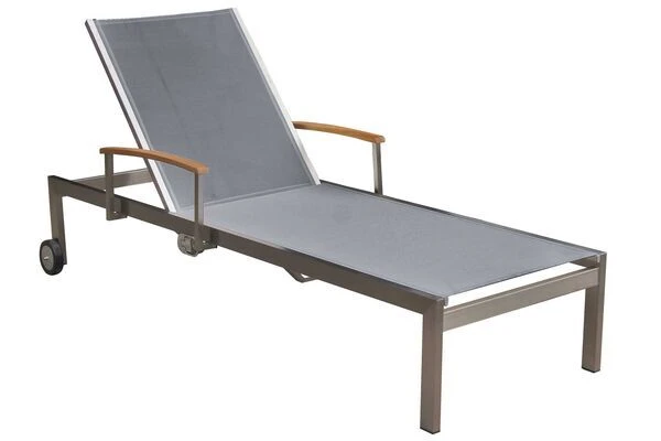 OUTFLEXX Rollliege, Silber, Edelstahl/Textilene, Mit Gasfeder, 195,5x74x35cm 1 OUTFLEXX Rollliege, Silber, Edelstahl/Textilene, Mit Gasfeder, 195,5x74x35cm