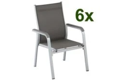 Kettler BasicPlus 6er-Set Stapelsessel, Silber/anthrazit, 0301205-0000