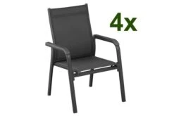 Kettler BasicPlus 4er-Set Stapelsessel, Anthrazit/anthrazit, 0301205-7000