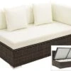 OUTFLEXX 2-Sitzer Ecksofa, Braun Marmoriert, Polyrattan, 145 X 85 X 70 Cm, Wasserfeste Kissenbox, Armlehne Li.