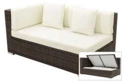 OUTFLEXX 2-Sitzer Ecksofa, Braun Marmoriert, Polyrattan, 145 X 85 X 70 Cm, Wasserfeste Kissenbox, Armlehne Re.