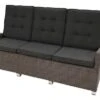 Ploß Rocking Comfort Dining / Lounge 3-Sitzer Sofa, Grau/braun-meliert, Polyrattan, 210x85x112 Cm, Verstellbar