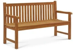 OUTFLEXX Ontario 3-Sitzer Gartenbank, Natur, Teakholz, 150x62x92cm, Fein Geschliffen