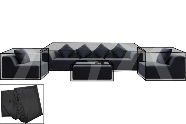 OUTFLEXX Premium Abdeckhaubenset, Für Sitzgruppe, Z.B. 13836, Schwarz, 4 Teilig, Wasserbeständig 1 OUTFLEXX Premium Abdeckhaubenset, Für Sitzgruppe, Z.B. 13836, Schwarz, 4 Teilig, Wasserbeständig