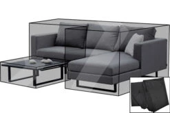 OUTFLEXX Premium Abdeckhaubenset, Für Sitzgruppe, Z.B. 18530, Schwarz, 244x175x53cm + 92x92x39cm, Wasserbeständig