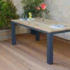 OUTFLEXX Oxford Esstisch, Dark Grey/natur, Alu/recycled FSC®-Teak, 200x90x76cm, Rustikal Gebürstet