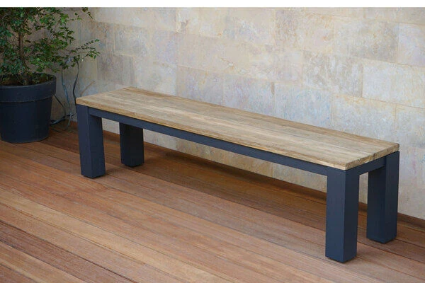 OUTFLEXX Oxford Bank, Dark Grey/natur, Alu/recycled FSC®-Teak, 190x40x45cm, Rustikal Gebürstet 1 OUTFLEXX Oxford Bank, Dark Grey/natur, Alu/recycled FSC®-Teak, 190x40x45cm, Rustikal Gebürstet