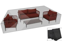 OUTFLEXX Premium Abdeckhaube Für Lounge, Z.B. 21020/ 20313, 375x200x70cm, Wasserbeständig, Schwarz