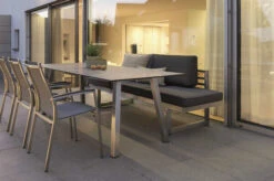 STERN New Holly Dining-Bank/Liege, Silbergrau, Edelstahl, 216x77x73 Cm, Inkl. Polster Schiefergrau