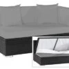 OUTFLEXX 2-Sitzer Ecksofa, Schwarz, Polyrattan, 145x85x70cm, Armlehne Links, Wasserfeste Kissenbox