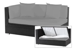 OUTFLEXX 2-Sitzer Ecksofa, Schwarz, Polyrattan, 145x85x70cm, Armlehne Rechts, Wasserfeste Kissenbox