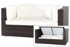 OUTFLEXX 2-Sitzer Sofa, Braun, Polyrattan, 152x85x70cm, Inkl. Polster, Wasserfeste Kissenbox
