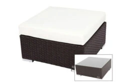 OUTFLEXX Beistelltisch/Hocker, Braun, Polyrattan, Inkl. Glasplatte Und Polster