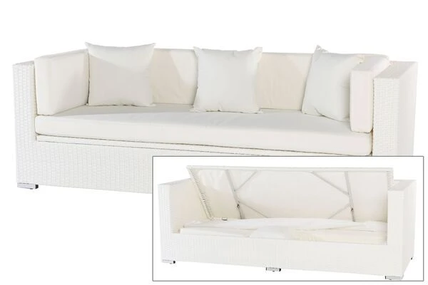 OUTFLEXX 3-Sitzer Sofa, Weiß, Polyrattan, Inkl. Polster Und Wasserfeste Kissenbox 1 OUTFLEXX 3-Sitzer Sofa, Weiß, Polyrattan, Inkl. Polster Und Wasserfeste Kissenbox