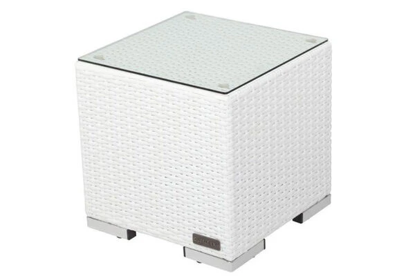 OUTFLEXX Beistelltisch, Weiß, Polyrattan, 40x40x40 Cm, Inkl. Glasplatte 1 OUTFLEXX Beistelltisch, Weiß, Polyrattan, 40x40x40 Cm, Inkl. Glasplatte