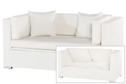 OUTFLEXX 2-Sitzer Sofa, Weiß, Polyrattan, 152x85x70cm, Inkl. Polster, Wasserfeste Kissenbox