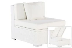 OUTFLEXX Mittelelement, Weiß, Polyrattan, Inkl. Polster, Wasserfeste Kissenbox