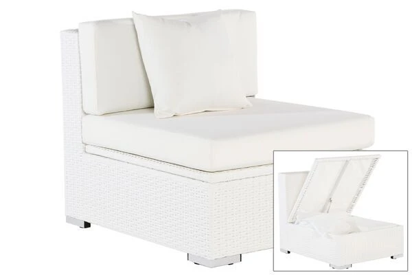 OUTFLEXX Mittelelement, Weiß, Polyrattan, Inkl. Polster, Wasserfeste Kissenbox 1 OUTFLEXX Mittelelement, Weiß, Polyrattan, Inkl. Polster, Wasserfeste Kissenbox