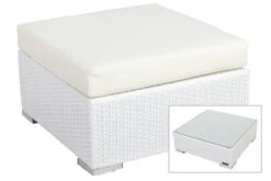 Neu eingetroffen 23 OUTFLEXX Beistelltisch/Hocker, Weiß, Polyrattan, Inkl. Glasplatte Und Polster