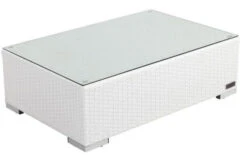 OUTFLEXX Kaffeetisch, Weiß, Polyrattan, 95x65cm, Inkl. Glasplatte