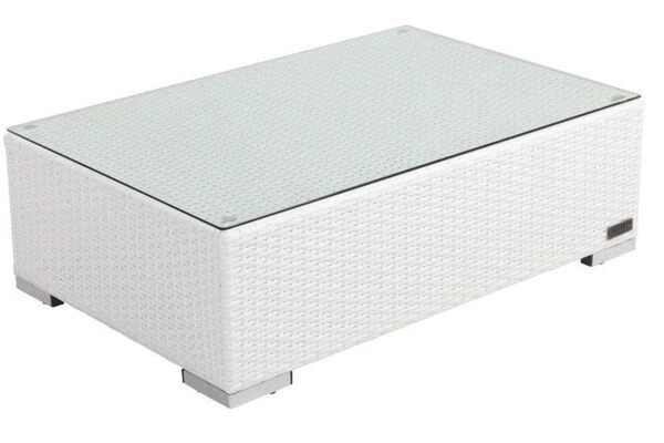 OUTFLEXX Kaffeetisch, Weiß, Polyrattan, 95x65cm, Inkl. Glasplatte 1 OUTFLEXX Kaffeetisch, Weiß, Polyrattan, 95x65cm, Inkl. Glasplatte