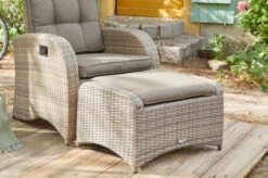 Ploß Rabida Hocker, Champagner-meliert, Polyrattan, 71x52x42 Cm, Zu Loungesessel, Inkl. Polster