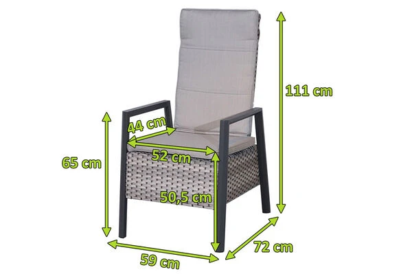 Ploß Louvra 2 Design-Diningsessel, Natur-anthrazit, Polyrattan, 59x72x111cm, Rücken Stufenlos Verstellbar 6 Ploß Louvra 2 Design-Diningsessel, Natur-anthrazit, Polyrattan, 59x72x111cm, Rücken Stufenlos Verstellbar – Bild 6