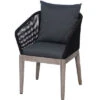 Ploß Arendal Diningsessel, Schwarz/grau, Rope/FSC-Akazie, 58,5x61,5x87cm, Inkl. Polster