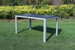 VILLANA Esstisch, Silber/schwarz, Alu/Holzimitat, 150x90cm, Rechteckig