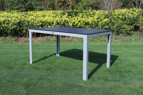 VILLANA Esstisch, Silber/schwarz, Alu/Holzimitat, 150x90cm, Rechteckig 1 VILLANA Esstisch, Silber/schwarz, Alu/Holzimitat, 150x90cm, Rechteckig