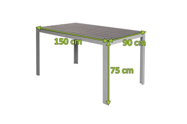 VILLANA Esstisch, Silber/schwarz, Alu/Holzimitat, 150x90cm, Rechteckig 5 VILLANA Esstisch, Silber/schwarz, Alu/Holzimitat, 150x90cm, Rechteckig – Bild 5