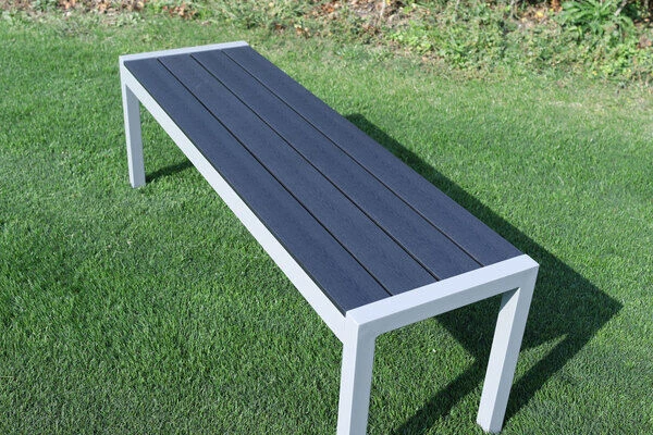 VILLANA Bank, Silber, Alu/Holzimitat, 135x40x45 Cm, Für Bis Zu 3 Personen 4 VILLANA Bank, Silber, Alu/Holzimitat, 135x40x45 Cm, Für Bis Zu 3 Personen – Bild 4