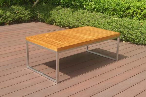 OUTFLEXX Kaffeetisch, Natur, FSC-Teak / Edelstahl, 110x60x40 Cm 2 OUTFLEXX Kaffeetisch, Natur, FSC-Teak / Edelstahl, 110x60x40 Cm – Bild 2