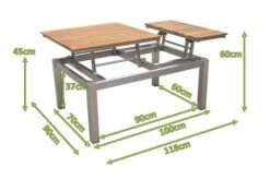 OUTFLEXX Multifunktionstisch, Natur, FSC-Teak / Edelstahl, 100/118x70/90x45/60cm, Platten Mehrfach Verstellbar -Kettler Verkaufsgeschäft 21656 5 mass.JPG