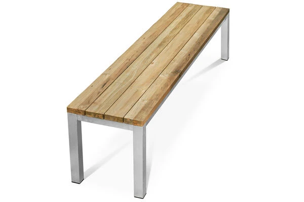 OUTFLEXX Classic Bank, Silber/natur, Edelstahl/recycled FSC-Teak, 200 X 40 X 45 Cm 3 OUTFLEXX Classic Bank, Silber/natur, Edelstahl/recycled FSC-Teak, 200 X 40 X 45 Cm – Bild 3