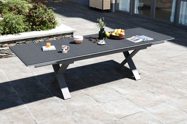 OUTFLEXX Ausziehtisch, Silber, Alu/Spraystone, 180/280x100cm, Schubladenauszug 1 OUTFLEXX Ausziehtisch, Silber, Alu/Spraystone, 180/280x100cm, Schubladenauszug