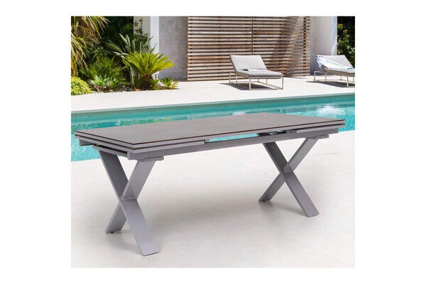 OUTFLEXX Ausziehtisch, Silber, Aluminium/HPL, 180/280x100cm, Schubladenauszug 1 OUTFLEXX Ausziehtisch, Silber, Aluminium/HPL, 180/280x100cm, Schubladenauszug