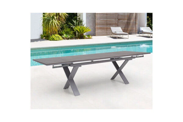 OUTFLEXX Ausziehtisch, Silber, Aluminium/HPL, 180/280x100cm, Schubladenauszug 10 OUTFLEXX Ausziehtisch, Silber, Aluminium/HPL, 180/280x100cm, Schubladenauszug – Bild 10