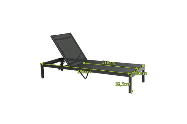 OUTFLEXX Rollliege, Anthrazit Matt, Aluminium, 193x60x32,5cm, Rückenlehne Verstellbar 5 OUTFLEXX Rollliege, Anthrazit Matt, Aluminium, 193x60x32,5cm, Rückenlehne Verstellbar – Bild 5