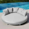 OUTFLEXX Willis Loungebett, Hellgrau, Alu/Polyester, Ø175 X 60cm, Runde Sonneninsel, Inkl. Kissen
