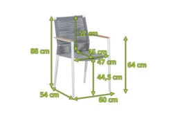 OUTFLEXX Theo Dining Sessel, Weiß/grau, Alu/FSC®-Teakholz/Rope, 54 X 60 X 88 Cm -Kettler Verkaufsgeschäft 21824 mass.jpg
