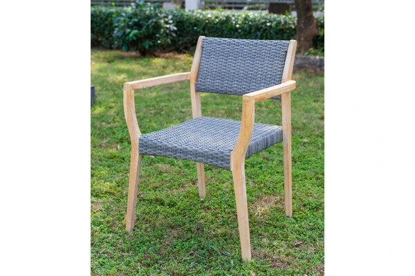 OUTFLEXX Armlehnensessel, Natur/grau, Akazie/Geflecht, 60 X 56 X 83,5 Cm, Stapelbar 4 OUTFLEXX Armlehnensessel, Natur/grau, Akazie/Geflecht, 60 X 56 X 83,5 Cm, Stapelbar – Bild 4